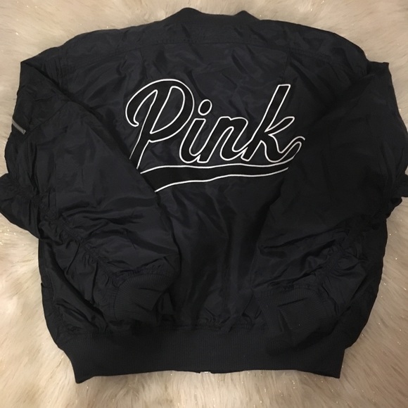 Victoria’s Secret PINK Black Flight Bomber Jacket - Picture 1 of 7